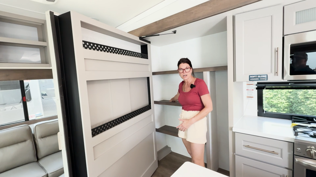 hidden pantry in a fifth wheel